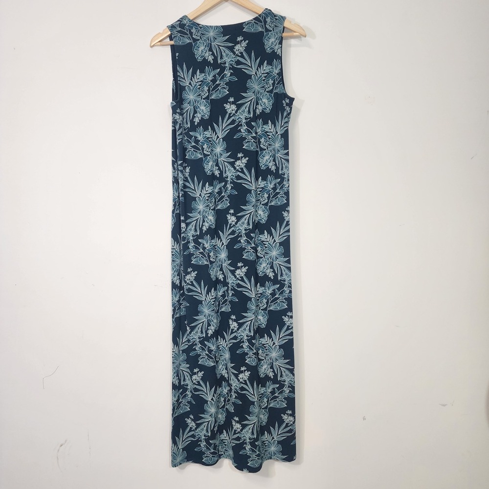 J. Jill Wearever Collection Maxi Dress Small Tall Blue Floral Sleeveless Stretch - Picture 9 of 13